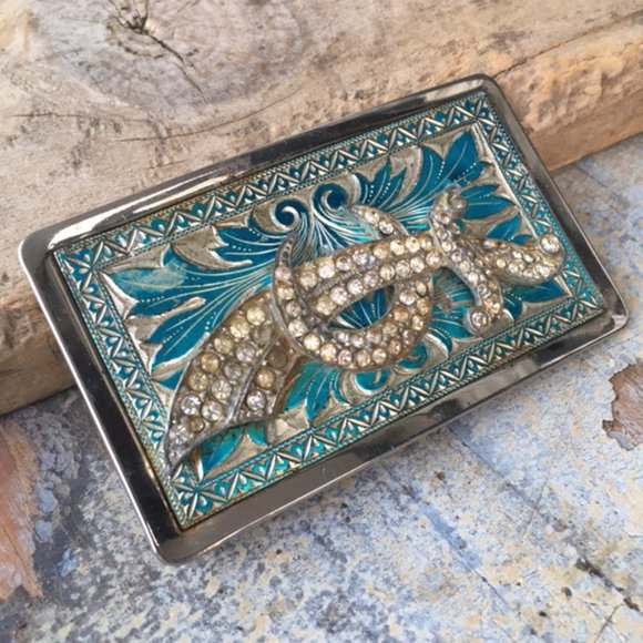 One-of-a-Kind Vintage Cowgirl Cowboy Bling Belt Buckle - Picture 12 of 12
